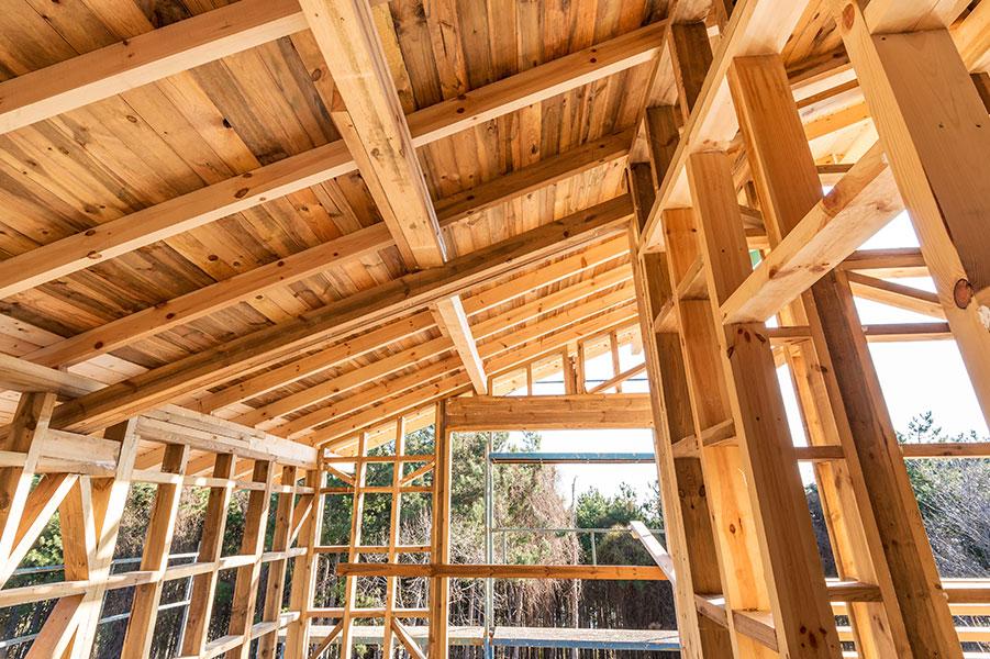 Wooden house frame